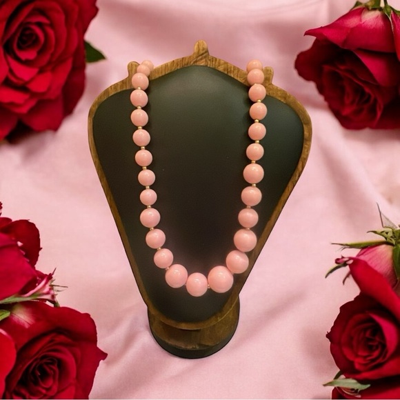Kitsch Vintage Plastic Mod Necklace Barbie Pink Patent Estate Jewelry Pre-Owned
